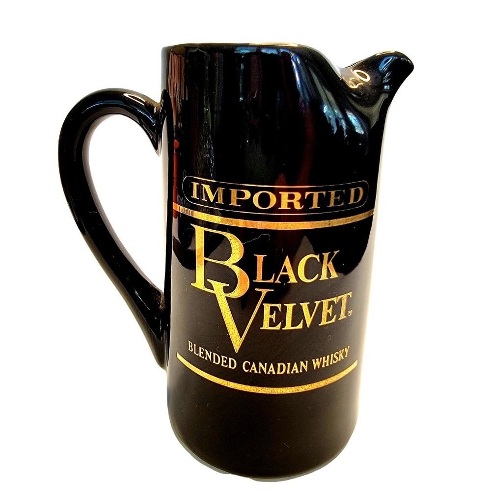 Vintage Imported Black Velvet Blended Canadian Whiskey Water Pitcher 1974